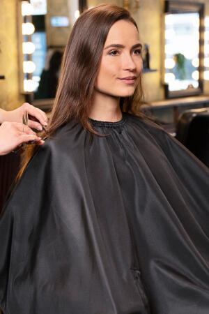 Salon Hairdresser`s Cape with Hand Grips