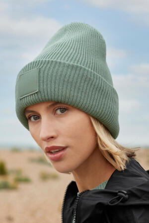 Deep Cuffed Tonal Patch Beanie