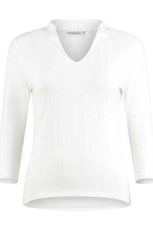 Regular Fit Mandarin Collar Top 3/4 Sleeve