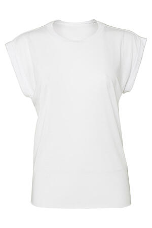 Women`s Flowy Muscle Tee Rolled Cuff