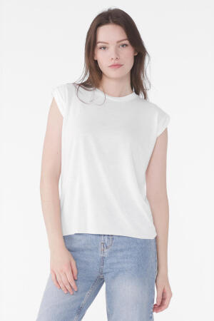 Women`s Flowy Muscle Tee Rolled Cuff