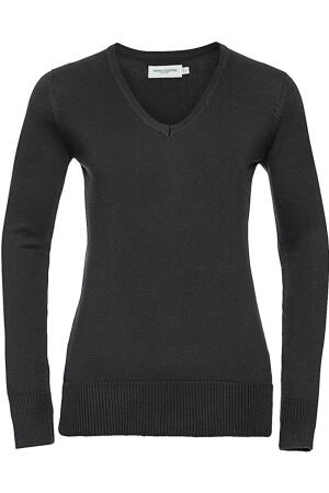 Ladies V-Neck Knitted Pullover