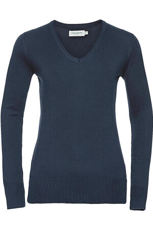 Ladies V-Neck Knitted Pullover