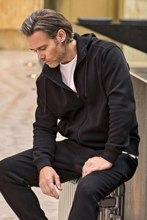 Ribbed Interlock Hooded Full Zip