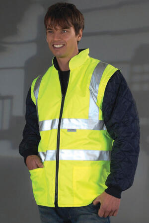 Hi-Vis Quilted Jacket with Zip-Off Sleeves