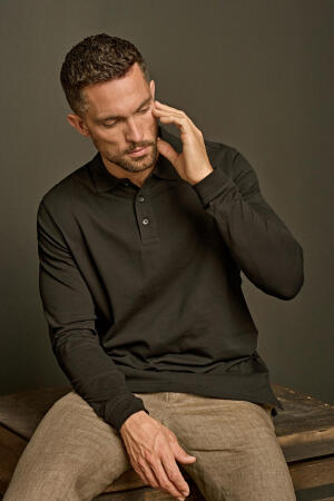 Mens Luxury Stretch Long Sleeve Polo