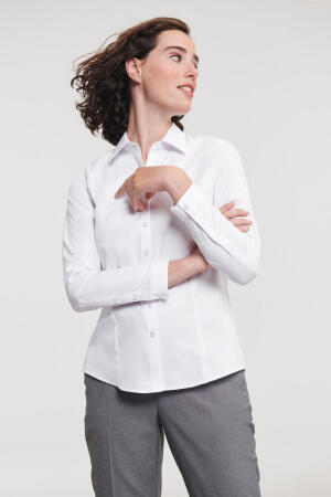 Ladies` LS Herringbone Shirt