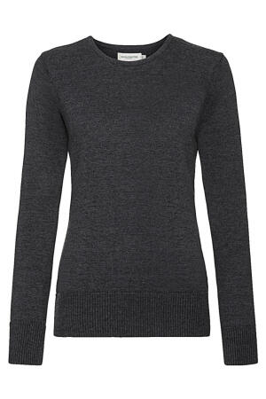 Ladies` Crew Neck Knitted Pullover