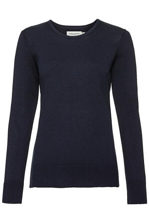 Ladies` Crew Neck Knitted Pullover