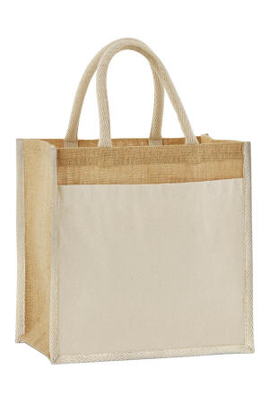 Cotton Pocket Natural Starched Jute Midi Tote