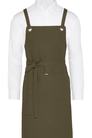 PROVENCE - Crossover Eyelets Bib Apron with Pocket