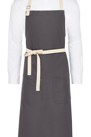 SANTORINI - Contrasted Bib Apron with Pocket