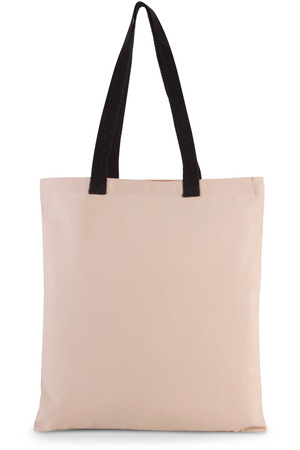 Flache Shoppingtasche aus Tuch mit kontrastfarbenem Griff