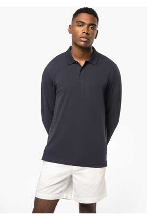 Herren Piqué-Polohemd lange Ärmel Bio-180