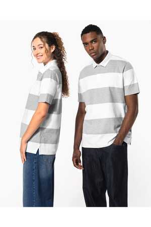 Gestreiftes Polohemd mit kurzen Ärmeln, Unisex