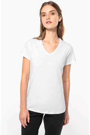 Kurzarm-Damen-T-Shirt mit V-Ausschnitt