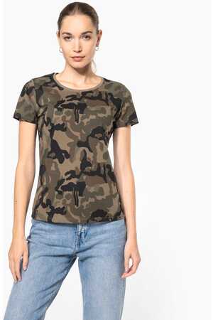 Damen-T-Shirt Camo mit kurzen Ärmeln