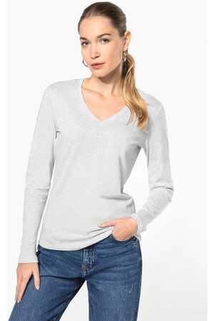 Ladies' long sleeve V-neck T-shirt
