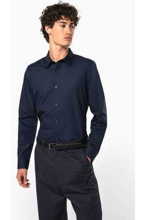 Langärmeliges Popeline-Herrenhemd