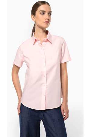 Damen Oxford Kurzarmbluse