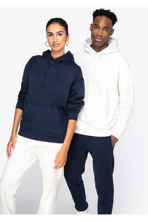 Umweltfreundliches Unisex Kapuzen-Sweatshirt mit hängenden Schultern aus gebürstetem Molton