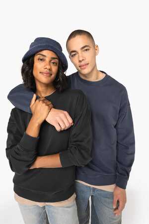 Ausgewaschenes umweltfreundliches Oversize Unisex-Sweatshirt mit Rundhalsausschnitt
