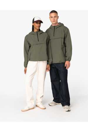 Wasserdichte, umweltfreundliche Unisex-Windjacke mit Viertel-Reißverschluss