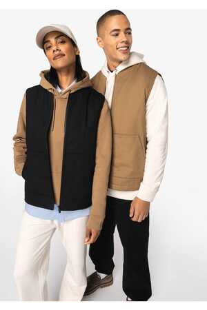 Umweltfreundlicher Gesteppte Unisex-Twill-Bodywarmer mit Teddykragen