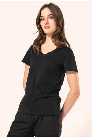Supima® Damen-T-Shirt mit V-Ausschnitt und kurzen Ärmeln