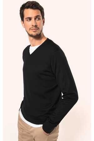 Merino-Herrenpullover mit V-Ausschnitt