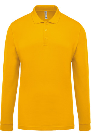Herren Langarm-Polohemd. Baumwollpiqué