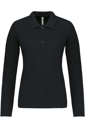 Damen Langarm-Polohemd. Baumwollpiqué