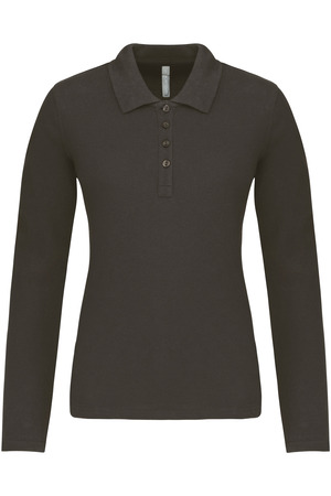 Damen Langarm-Polohemd. Baumwollpiqué
