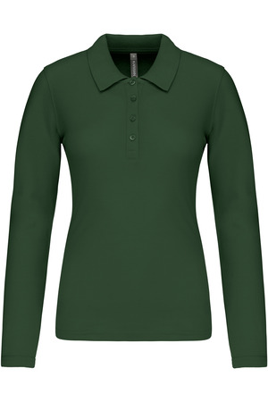 Damen Langarm-Polohemd. Baumwollpiqué