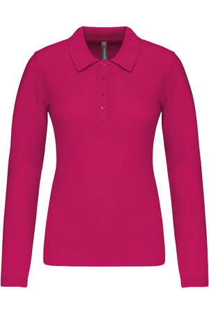 Damen Langarm-Polohemd. Baumwollpiqué