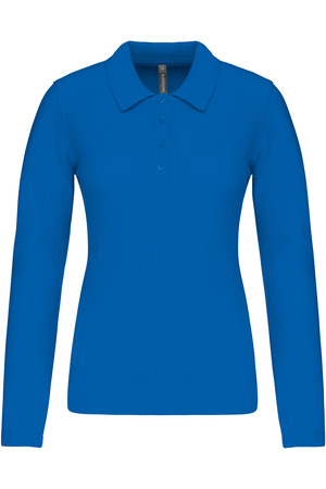 Damen Langarm-Polohemd. Baumwollpiqué