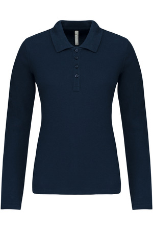Damen Langarm-Polohemd. Baumwollpiqué