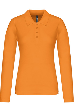 Damen Langarm-Polohemd. Baumwollpiqué