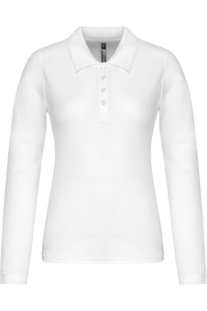 Damen Langarm-Polohemd. Baumwollpiqué