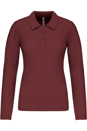 Damen Langarm-Polohemd. Baumwollpiqué