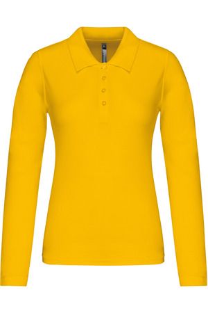 Damen Langarm-Polohemd. Baumwollpiqué