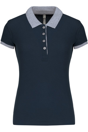 Zweifarbiges Piqué-Polohemd für Damen