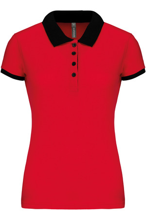 Zweifarbiges Piqué-Polohemd für Damen