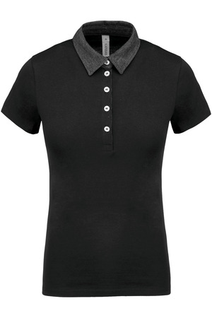 Zweifarbiges Jersey-Polohemd für Damen