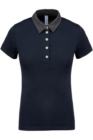 Zweifarbiges Jersey-Polohemd für Damen