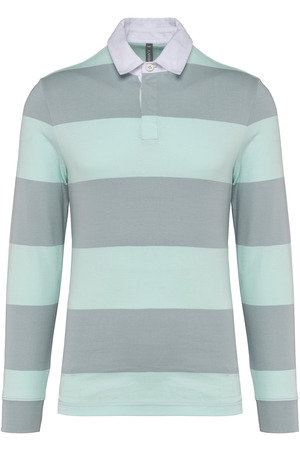 Gestreiftes Polohemd mit langen Ärmeln, Unisex