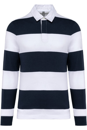 Gestreiftes Polohemd mit langen Ärmeln, Unisex