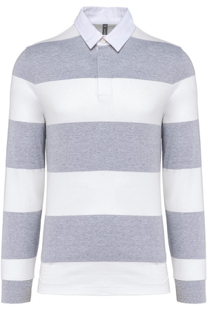 Gestreiftes Polohemd mit langen Ärmeln, Unisex