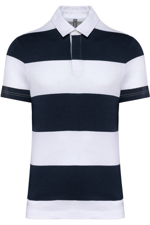 Gestreiftes Polohemd mit kurzen Ärmeln, Unisex