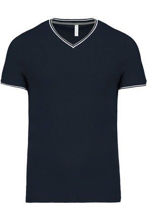 T-Shirt aus Piqué-Trikot mit V-Ausschnitt für Herren